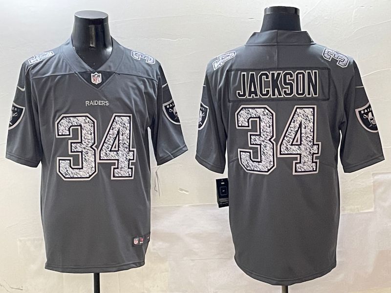 Men Oakland Raiders #34 Jackson Grey Nike 2025 Limited NFL Jersey style 1->new york mets->MLB Jersey
